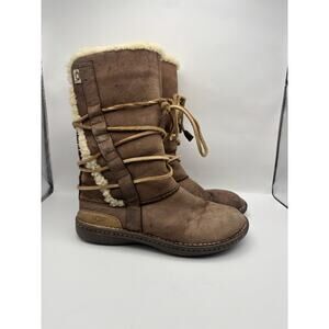 Ugg Catalina Brown Leather Lace up Boots Women Size 8